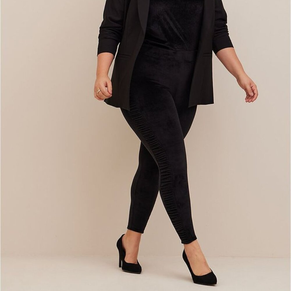 Women's Plus Velvet Stretch Leggings sz 3X - Black